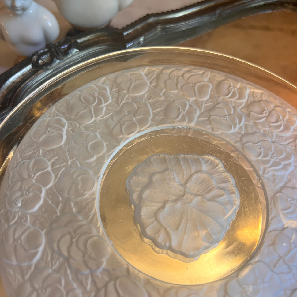 Десертные тарелки, матовое стекло, комплект из 5 шт., Франция, 1930–1940-е годы