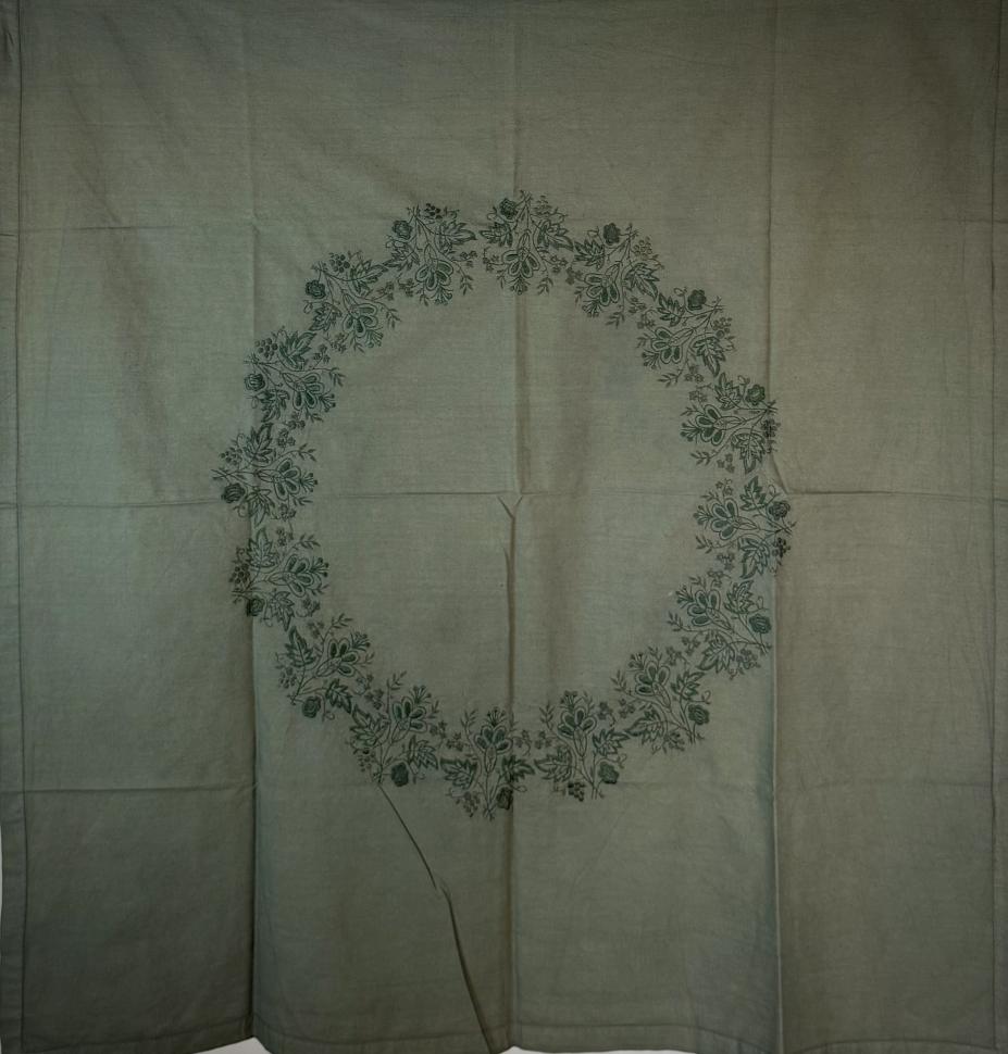 зеленая скатерть с вышивкой, upcycle