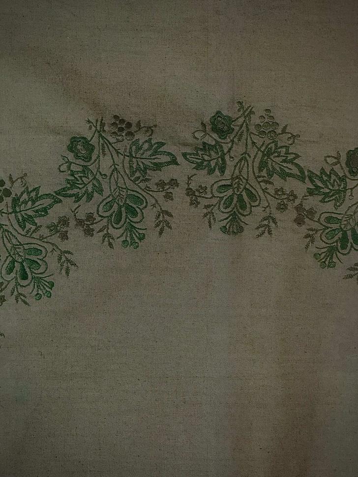 зеленая скатерть с вышивкой, upcycle