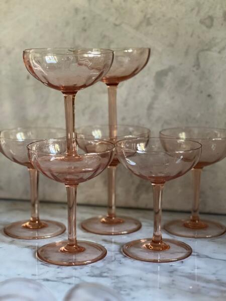 A glass of creman pink crystal of the 60s. Italy