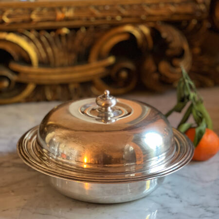 Legumier container for second courses with lid  silver plated Italy