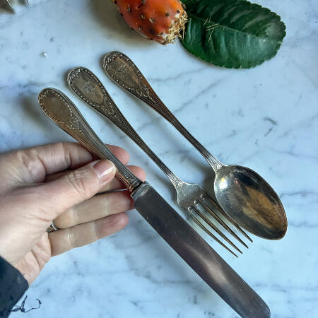 Set of 3 silver serving pieces, late 19th century Spain