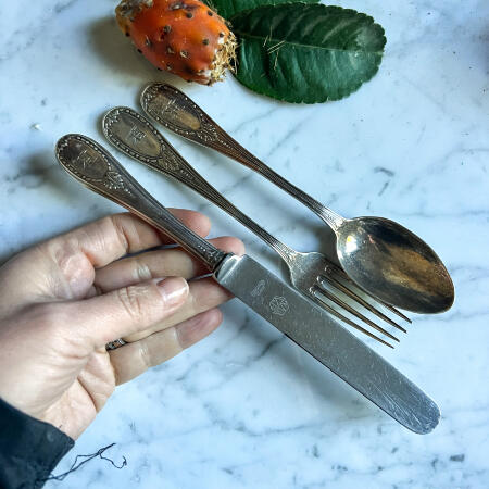 Set of 3 silver serving pieces, late 19th century Spain