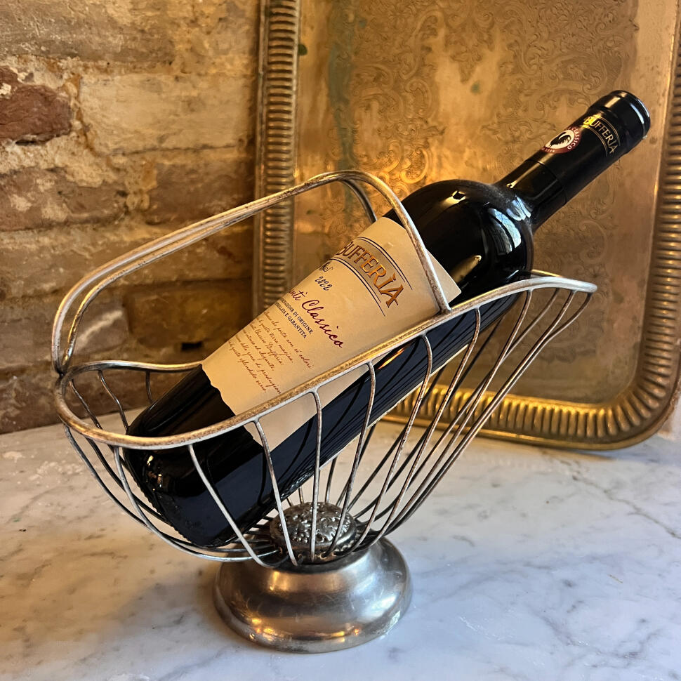 Bottle holder, silver-plated metal, Italy, circa 1960s