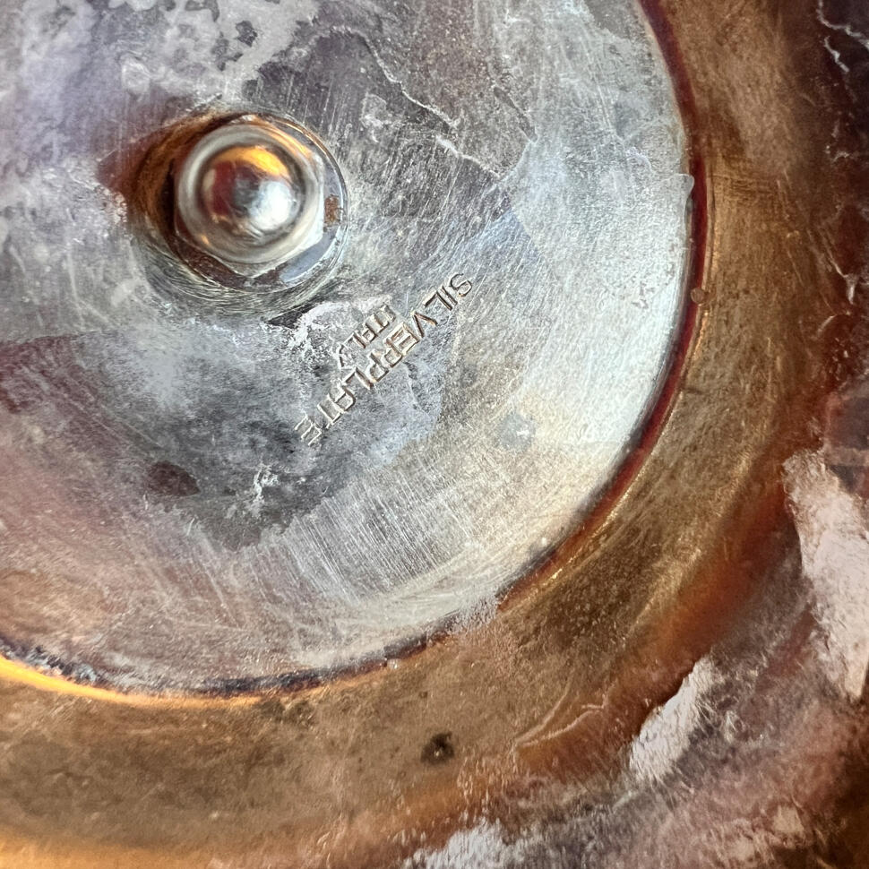 Bottle holder, silver-plated metal, Italy, circa 1960s