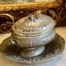 Terrine soup bowl with dish, tin Italy