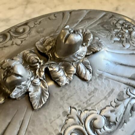 Terrine soup bowl with dish, tin Italy