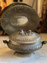 Terrine soup bowl with dish, tin Italy