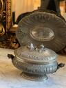 Terrine soup bowl with dish, tin Italy