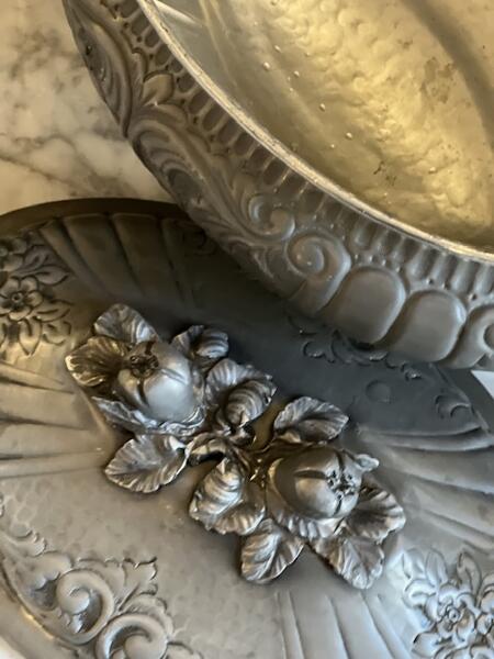 Terrine soup bowl with dish, tin Italy