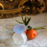 Bottle with flower cap blue glass handmade 1 piece Italy