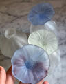 Bottle with flower cap blue glass handmade 1 piece Italy