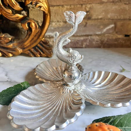 Compartment plate "Dolphin" silver plated France