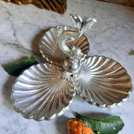 Compartment plate "Dolphin" silver plated France