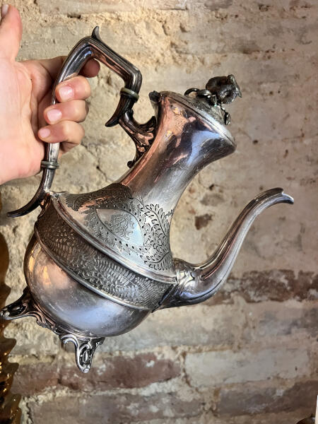 Teapot, Silver Plated, Rococo Louis XV, France, 19th Century