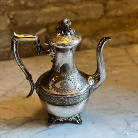 Teapot, Silver Plated, Rococo Louis XV, France, 19th Century