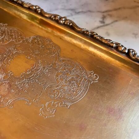 Cast rectangular tray with openwork handles 41cm Italy