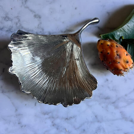 Bowl tray "ginko leaf" silver plated