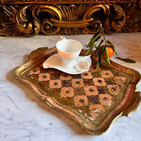 Florentine wood tray 40x29 cm Italy