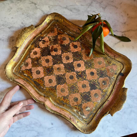 Florentine wood tray 40x29 cm Italy