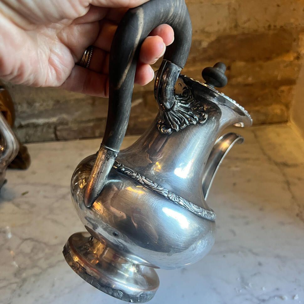 Teapot silver-plated ebony handle, Fraget, Poland 1848
