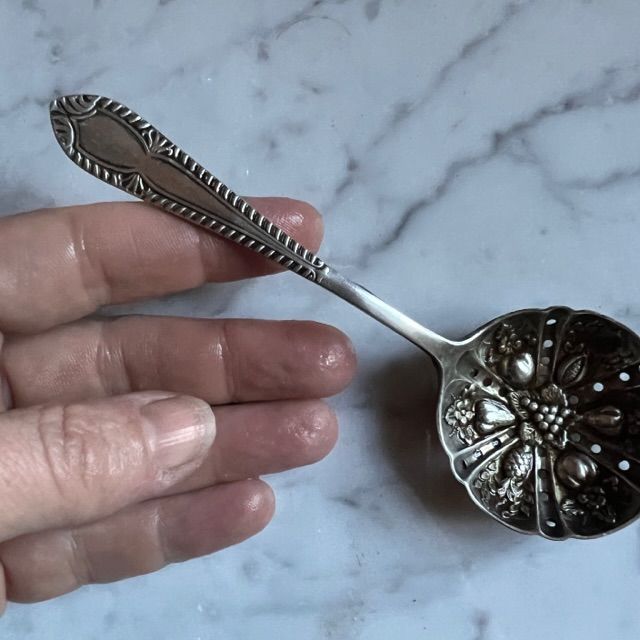 Strainer spoon colander silver plated on brass England