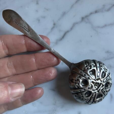 Strainer spoon colander silver plated on brass England