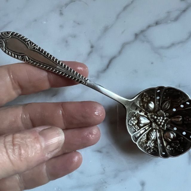 Strainer spoon colander silver plated on brass England