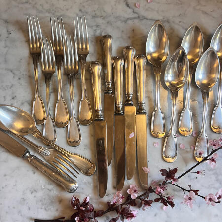 Cutlery set of 18, Silvering France 1900s