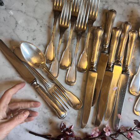 Cutlery set of 18, Silvering France 1900s