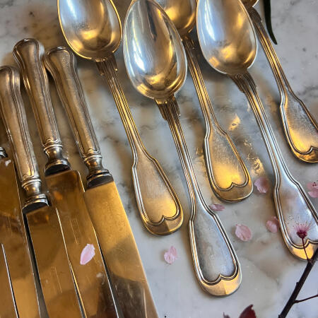 Cutlery set of 18, Silvering France 1900s