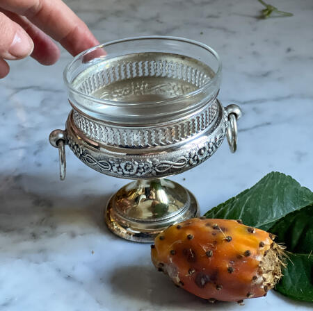 Caviar bowl stand for caviar crystal metal silver plated