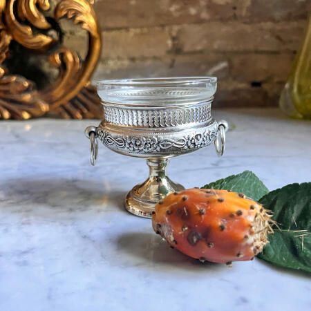 Caviar bowl stand for caviar crystal metal silver plated