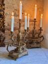 Pair of candleholders with agate