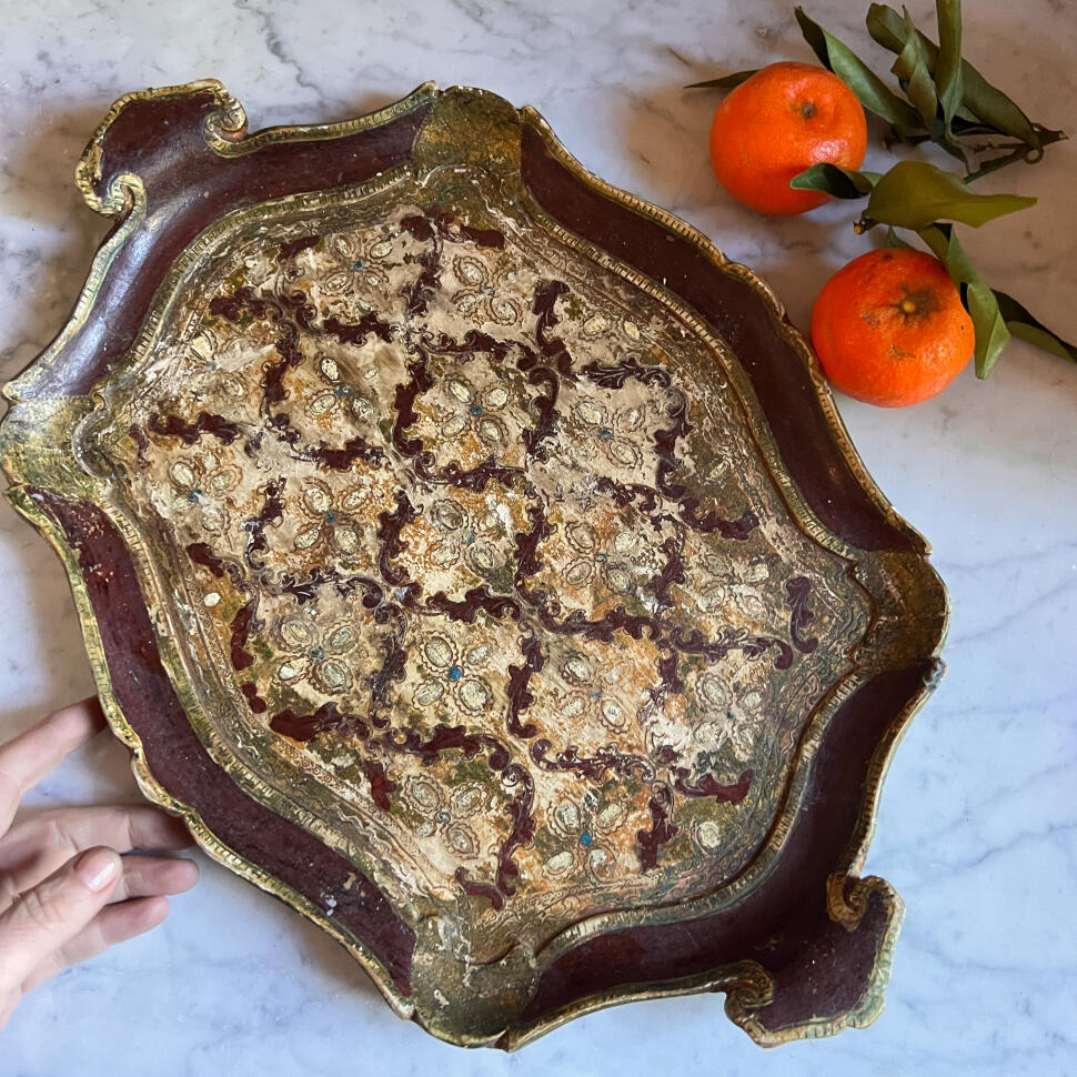 Поднос, дерево, Флорентийский, Италия, 43 см, около 1950-х гг.