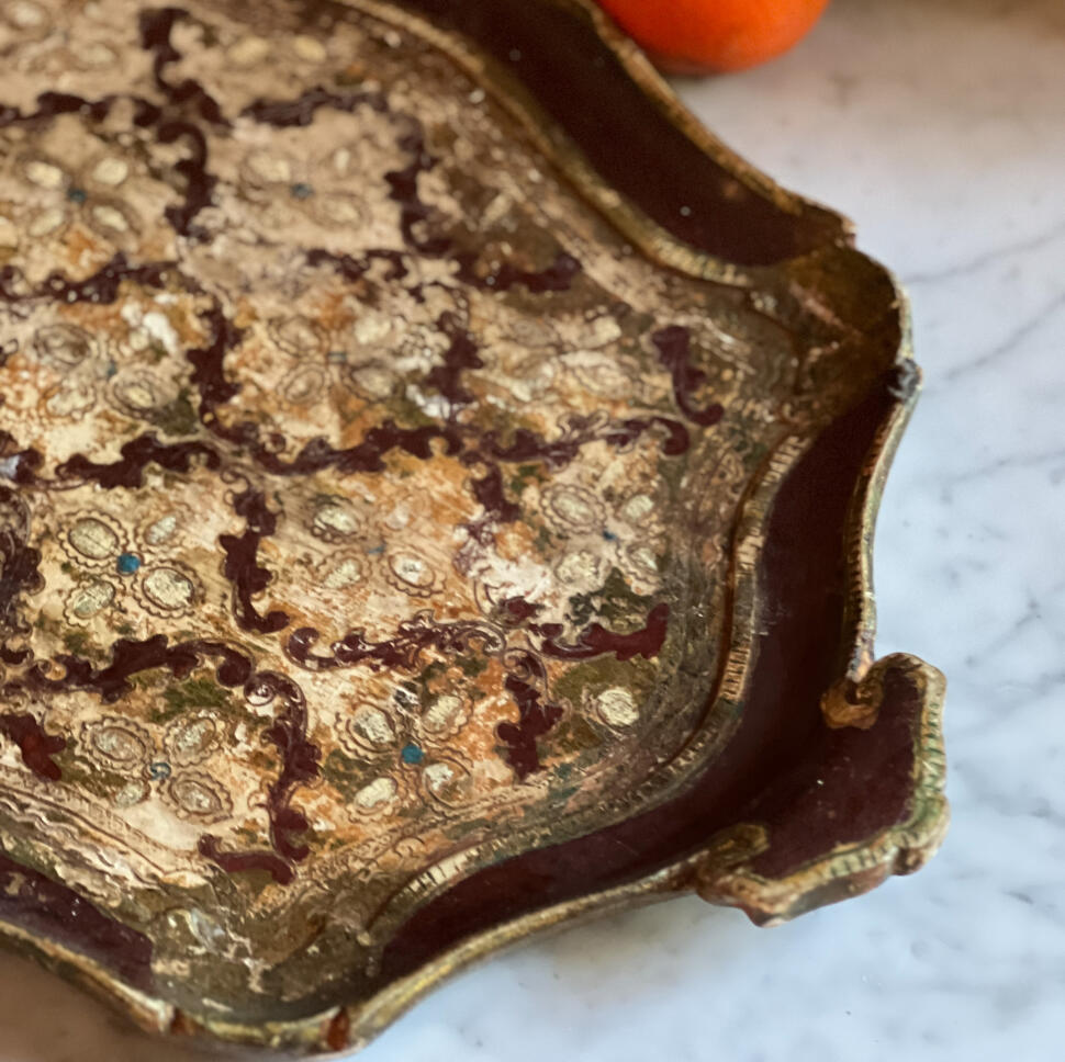 Поднос, дерево, Флорентийский, Италия, 43 см, около 1950-х гг.