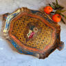 Tray Florentine wood Monogram 44x32 cm Italy