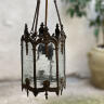 Gothic-style bronze and glass hanging lantern, Italy, early 20th century