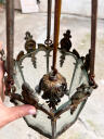 Gothic-style bronze and glass hanging lantern, Italy, early 20th century