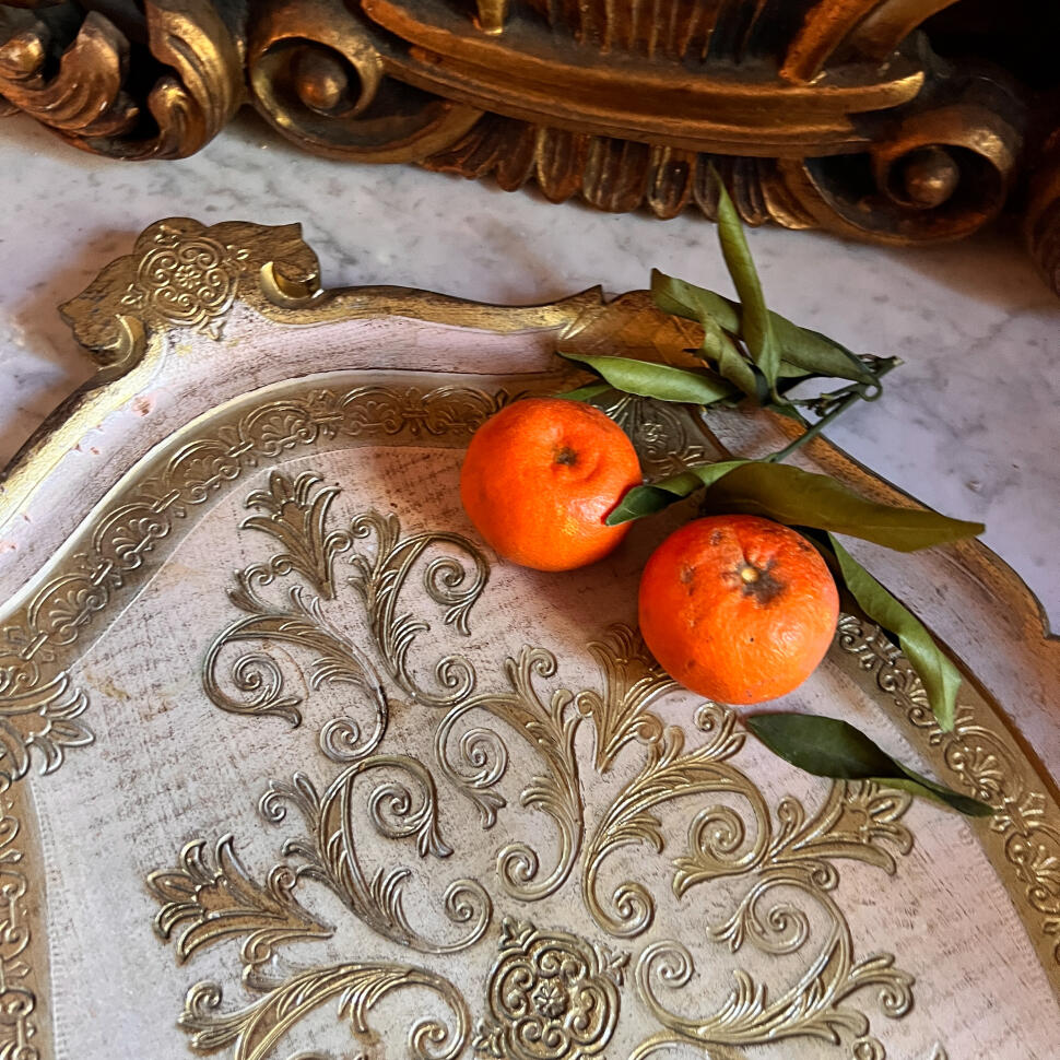 Поднос, полипласт с позолотой, Флорентийский, Италия, 60 см, 1960–1970-е годы