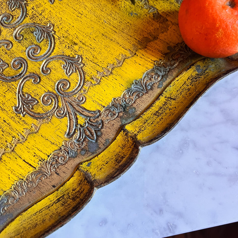 Поднос, полипласт с позолотой, Флорентийский, Италия, 46 см, 1960–1970-е годы