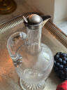 Decanter bottle, glass and silvered metal, France XX century