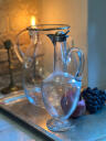 Decanter bottle, glass and silvered metal, France XX century