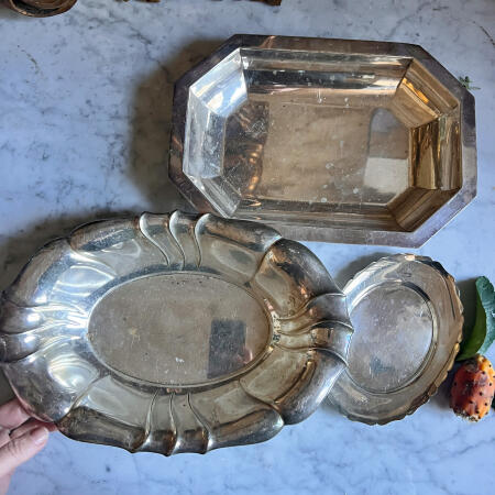 Tray set of 3 items silver plated England