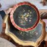 Tray Florentine wood set 2 pcs cm floral painting Italy