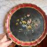 Tray Florentine wood set 2 pcs cm floral painting Italy