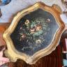 Tray Florentine wood set 2 pcs cm floral painting Italy