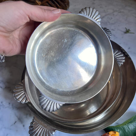 Round tray set of 3 silver plated Northern Europe