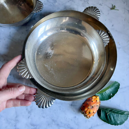 Round tray set of 3 silver plated Northern Europe