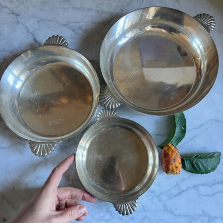 Round tray set of 3 silver plated Northern Europe